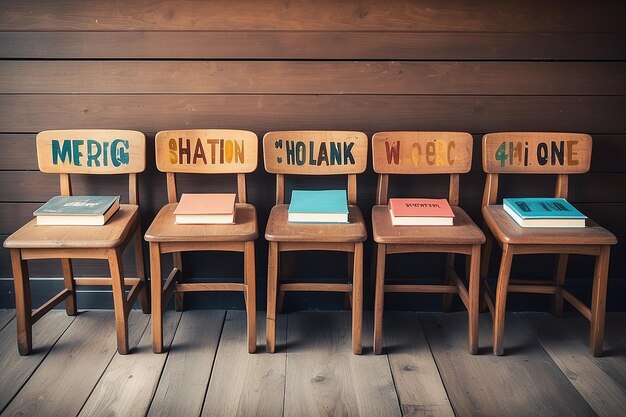 Foto palabra de educación en una silla de madera con efecto vintage