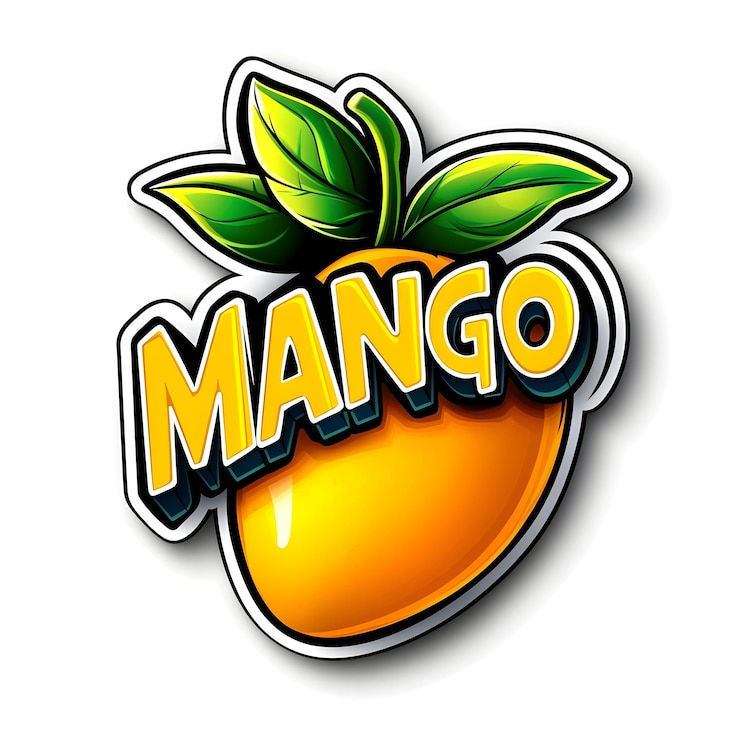 Foto palabra en forma de mango sobre un fondo blanco y limpio