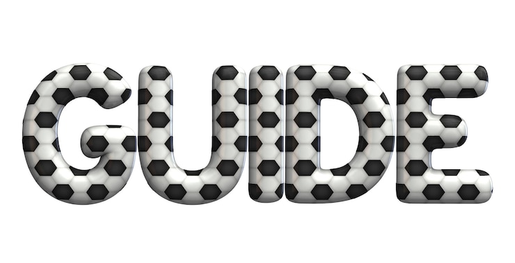 Foto palabra guía hecha de una textura de balón de fútbol representación 3d