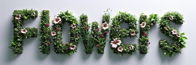 una palabra hecha de plantas y flores