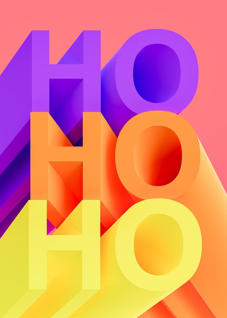 Foto palabra hohoho en estilo creativo 3d con colores vivos en concepto navideño