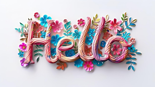 Foto la palabra hola creada en letras florales