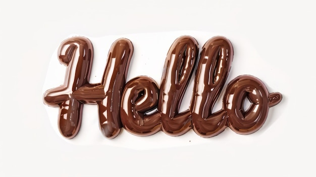 Foto la palabra hola creada en la tipografía de chocolate