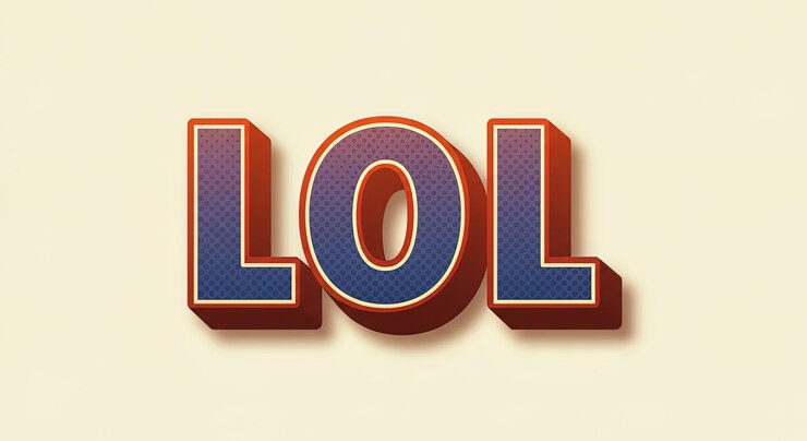 Foto la palabra lol en estilo retro con azul y rojo en un fondo crema diseño de texto vector exclamación m