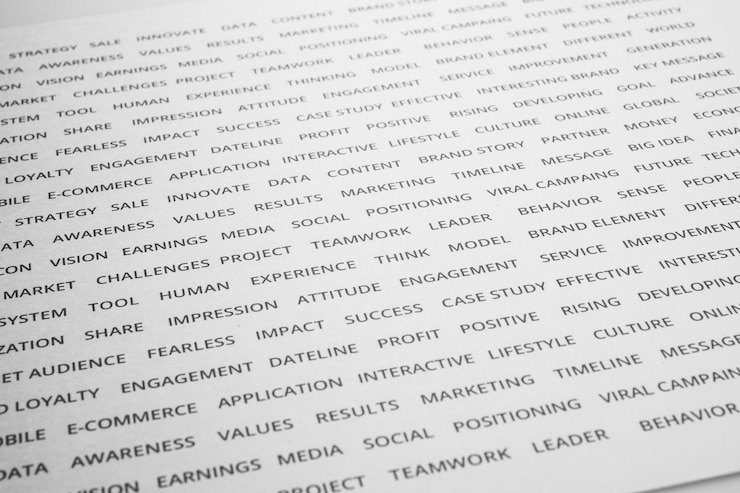 Foto palabra de marca de estrategia empresarial en papel. para el concepto de éxito de marketing