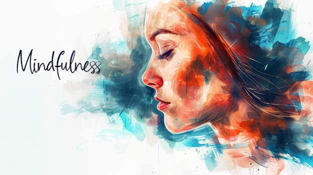 La palabra Mindfulness creada en la Pintura Digital