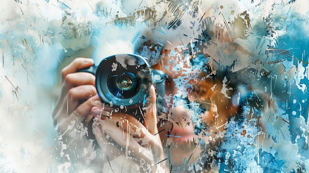 Una palabra de la naturaleza Día del arte de la fotografía en acuarela