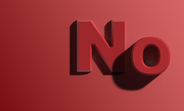 La palabra no en un fondo rojo ilustración de renderización 3D