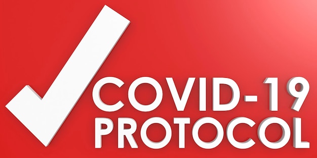 Palabra de protocolo covid19 con fondo rojo