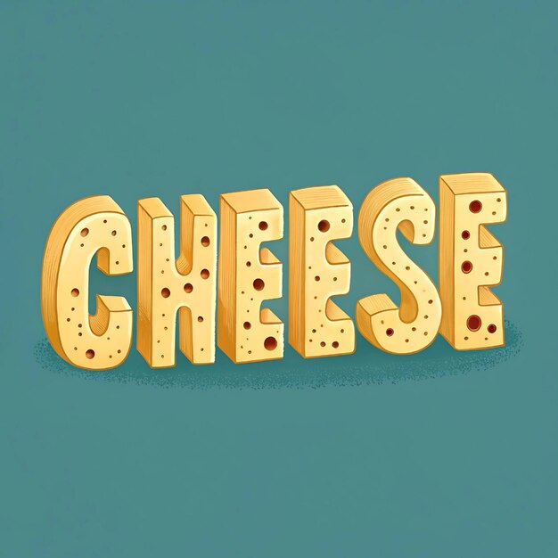La palabra queso con una textura de queso aislada 1