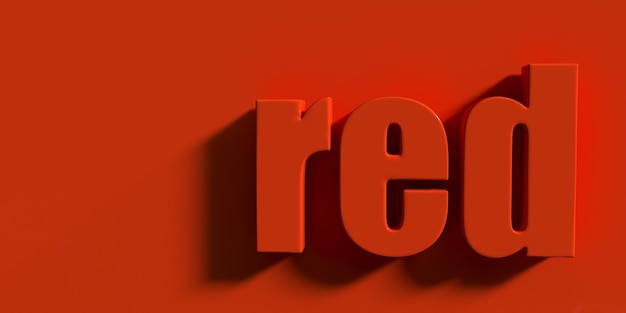 Foto la palabra rojo sobre un fondo rojo renderizado 3d