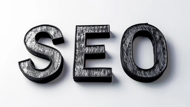 Foto la palabra seo creada en la tipografía serif