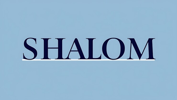 Foto la palabra shalom se muestra sobre un fondo azul claro
