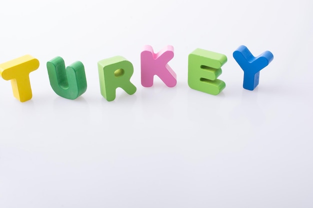 La palabra TURQUÍA escrita con bloques de letras