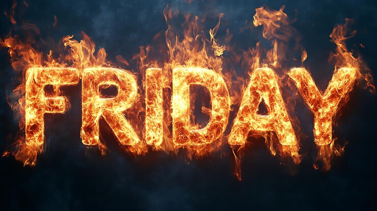 Foto la palabra viernes está en llamas