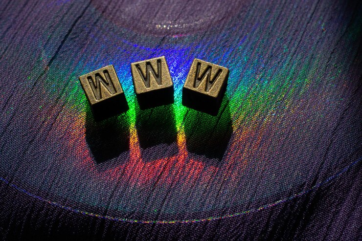 Foto la palabra www consiste en cubos de metal con letras