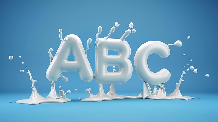 Foto las palabras hechas de leche