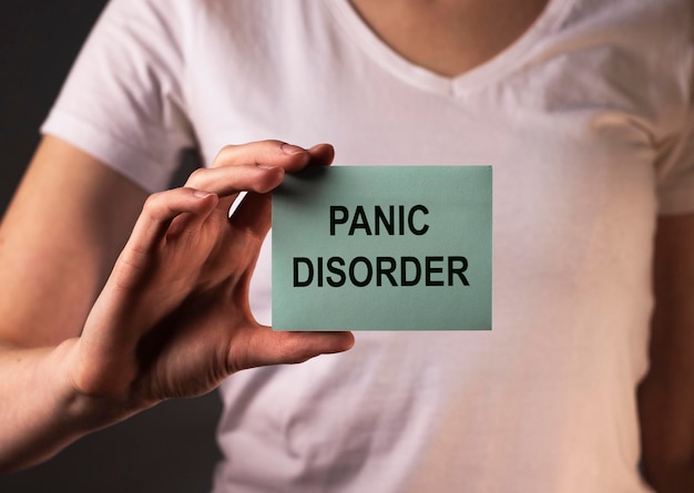 Palabras de trastorno de pánico, concepto. Problemas mentales de uno mismo