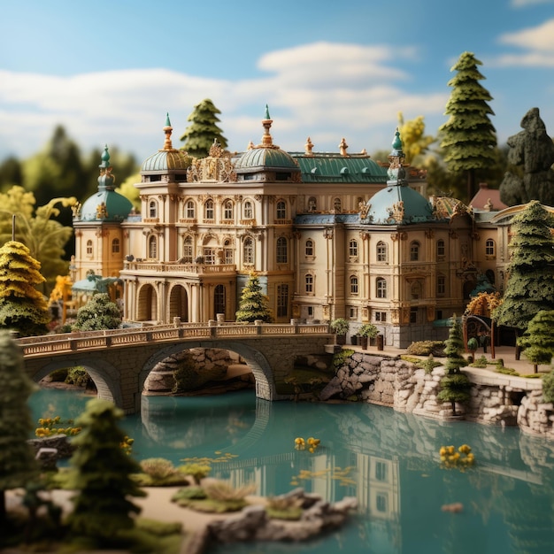 Foto palácio de drottningholm, estocolmo, suécia, com nave 3d e fundo isolado