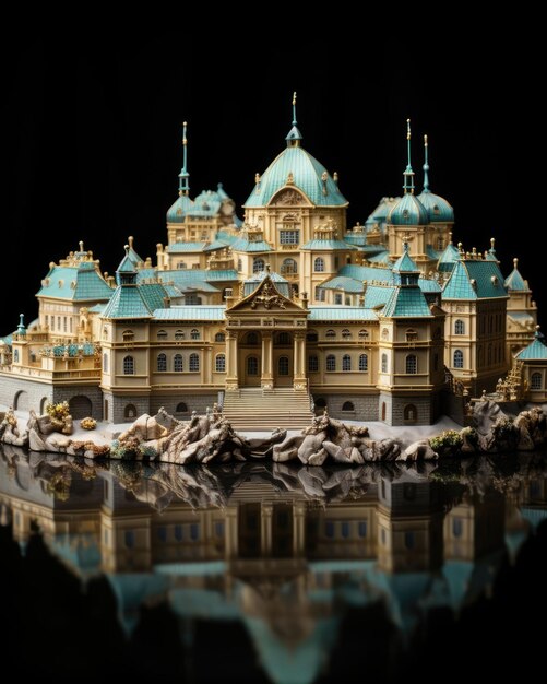 Foto palácio de drottningholm, estocolmo, suécia, com nave 3d e fundo isolado