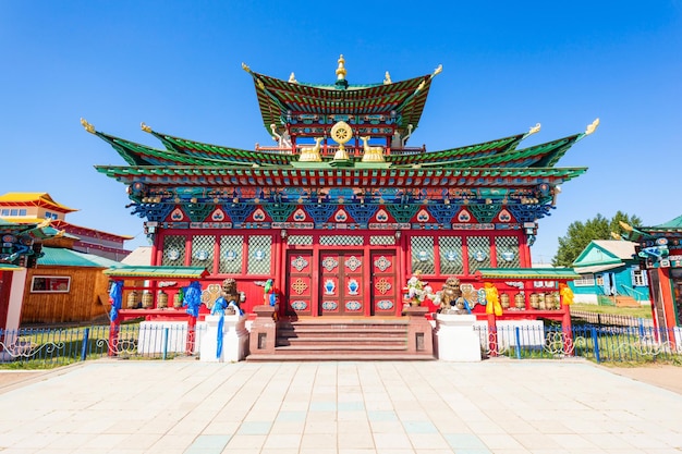 Palácio de Etigel Khambin em Ivolginsky datsan. É o templo budista localizado perto da cidade de Ulan-Ude, na Buriácia, na Rússia.