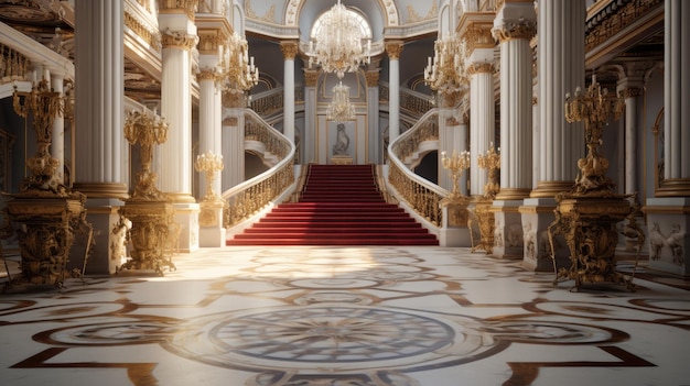 Un palacio de estilo europeo clásico con decoraciones de oro