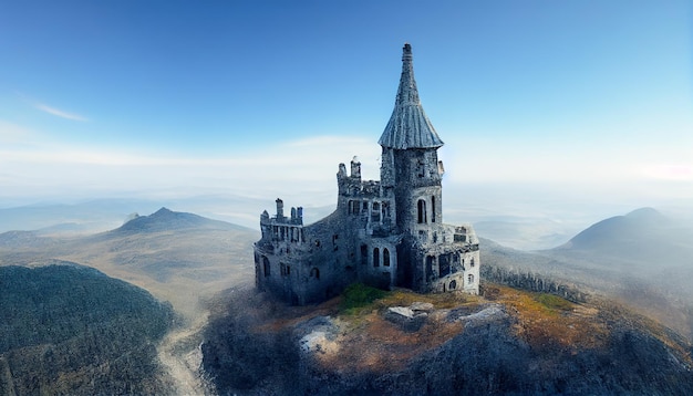 Palacio gótico en la montaña