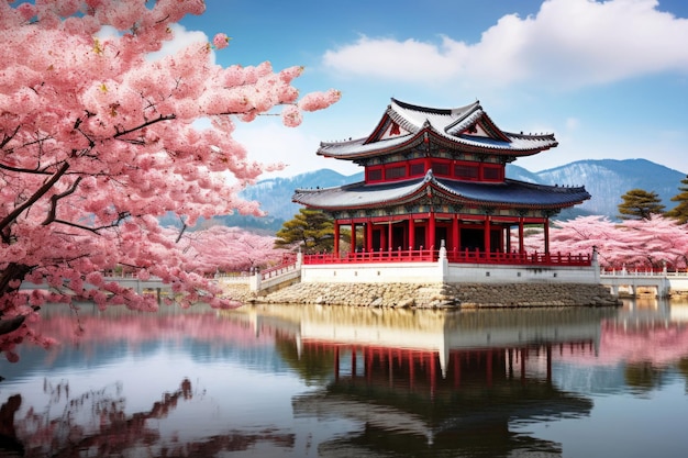 El palacio de gyeongbokgung en la primavera de Corea del Sur