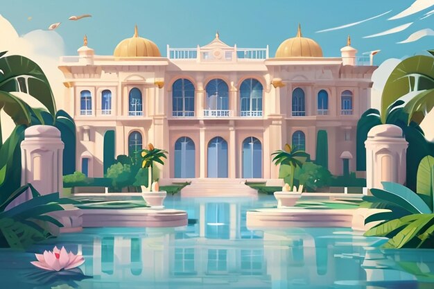 Foto el palacio de la tranquilidad un lujoso paraíso en 3d