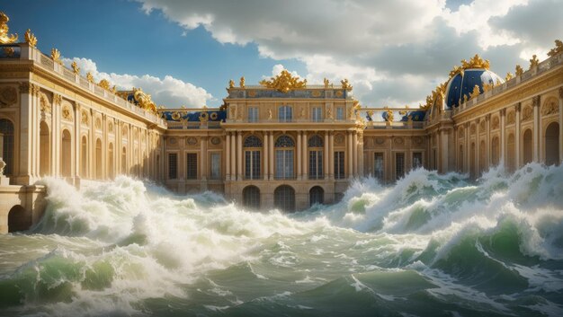 Un palacio de versalles en tsunami