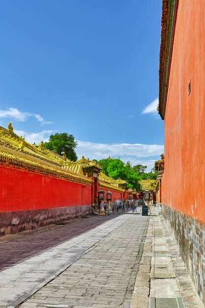 Palacios, pagodas dentro del territorio del Museo de la Ciudad Prohibida en Beijing en el corazón de la ciudad, China.