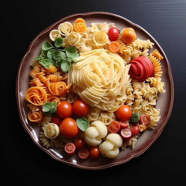 Foto paladar artístico pastas realistas con verduras