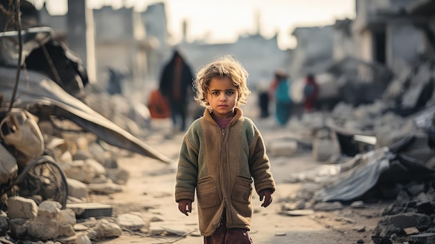 Palästina-Kinder Gaza zerstörte Stadtkriegskrise