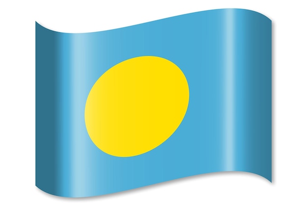 Foto palau winkende landesflagge auf weißem hintergrund