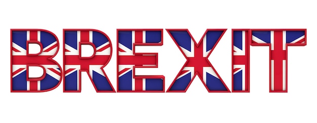 Palavra Brexit feita a partir de letras de bandeira union jack renderização em 3D