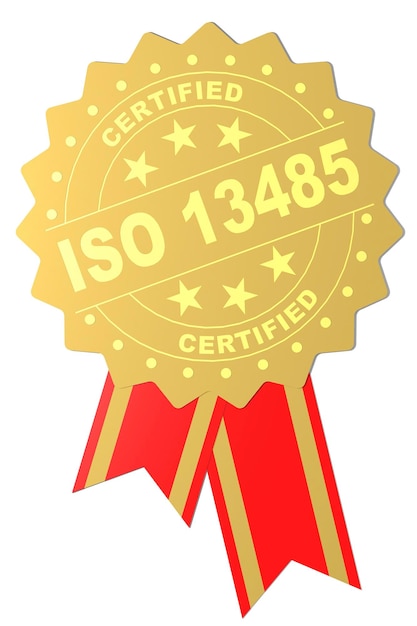 Palavra certificada ISO 13485 no selo dourado