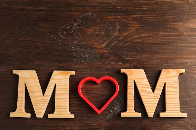 Palavra de mãe no conceito de dia das mães de fundo de madeira
