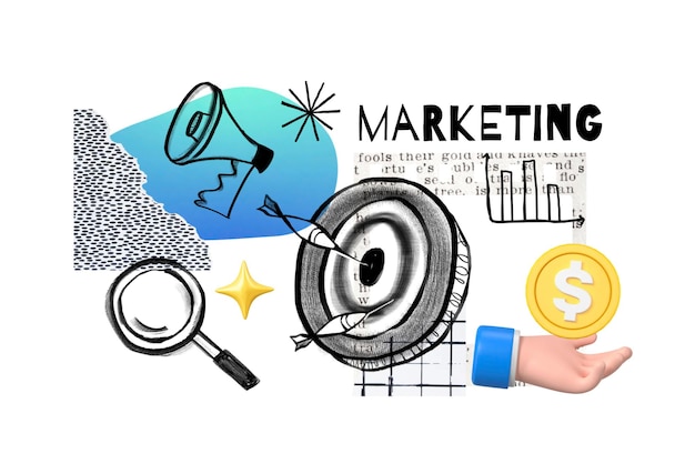 Palavra de marketing png dart alvo remix fundo transparente