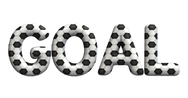 Palavra de objetivo feita a partir de uma renderização 3D de textura de bola de futebol de futebol