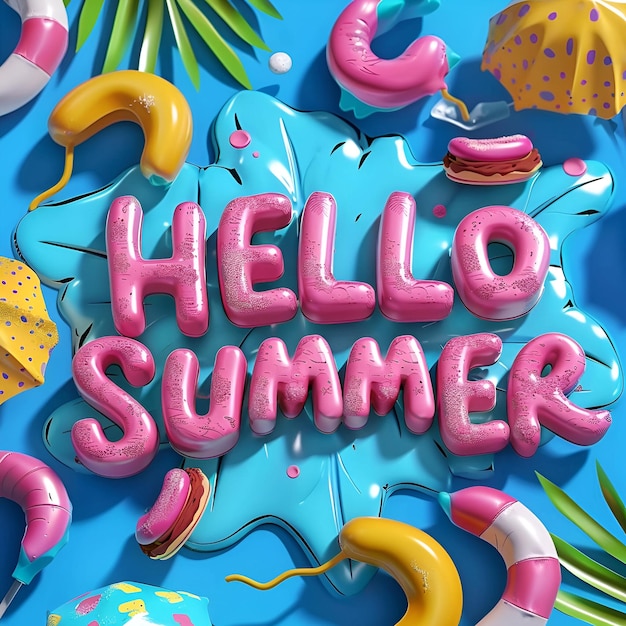 Foto palavra olá verão colorido design de tipografia de verão fundo de verão feliz