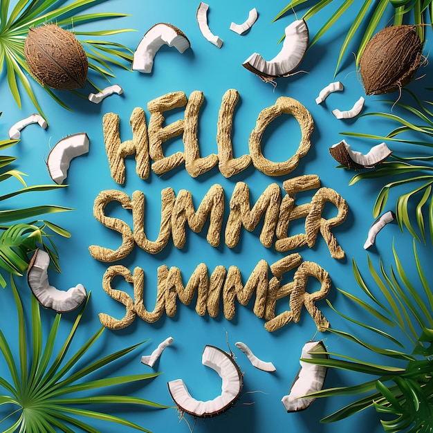 Foto palavra olá verão com letras coloridas design de texto de verão para postagem de mídia social