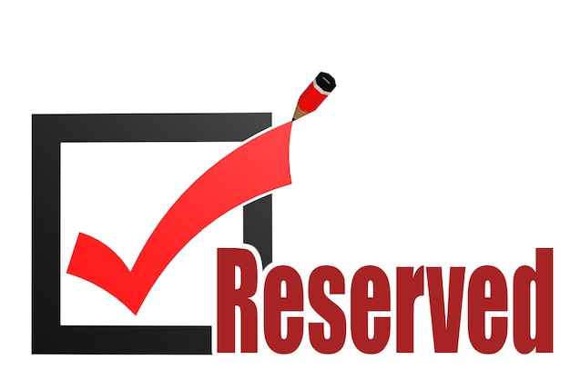 Palavra reservada com marca de verificação e lápis