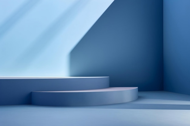 palco azul para apresentação do produto com geração minimalista de IA de fundo