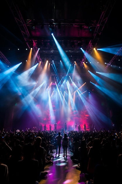 palco com uma abundância de iluminação vibrante criando um espetáculo hipnotizante Holofotes coloridos