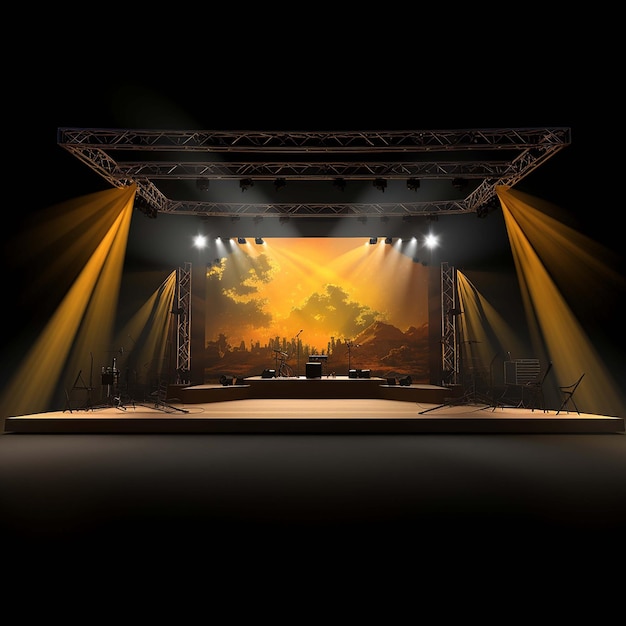 palco de concertos baground com tela e holofotes