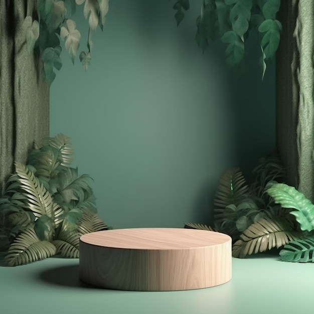 Palco de fundo de exibição de produtos Naturel com pedestal de pódio em branco