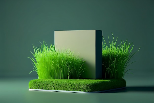 palco de pódio de grama verde