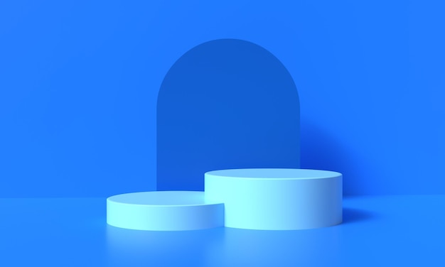 palco de pódio de renderização 3D renderização 3D produto de venda cores azuis