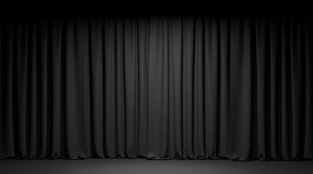 Foto palco de teatro vazio com ilustração 3d de cortinas de veludo preto