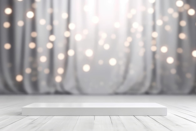 Palco em branco com modelo de Bokeh de cor cinza claro IA generativa